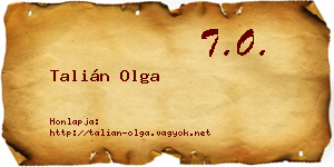 Talián Olga névjegykártya